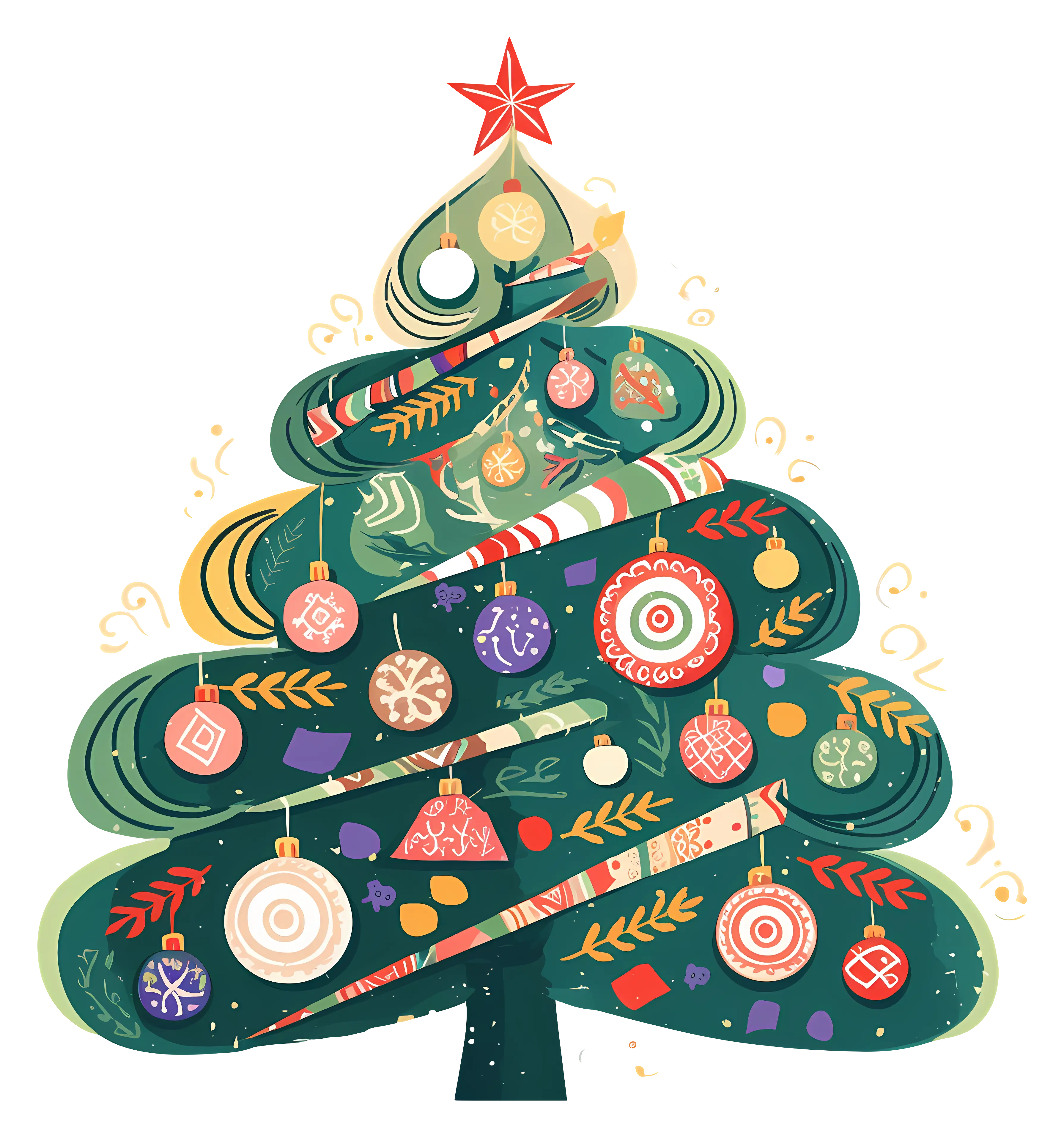 Beautifully Decorated Christmas Tree with Red Star