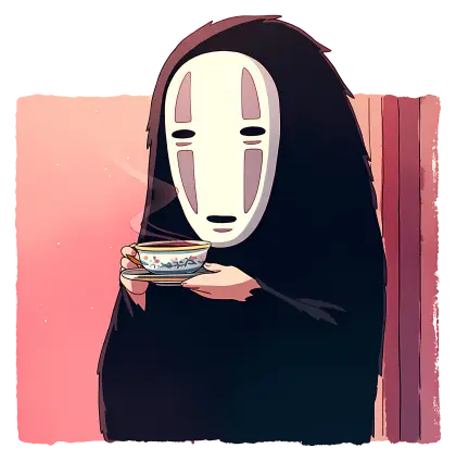 Mysterious Masked Character with Tea
