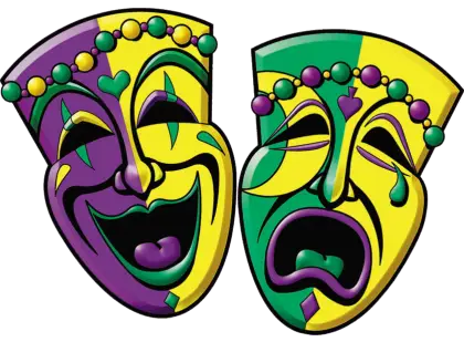 Comedy and Tragedy Masks for Mardi Gras