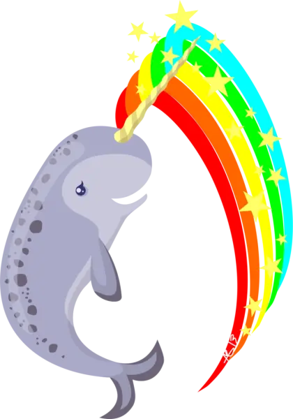 Narwhal with a Rainbow Tusk