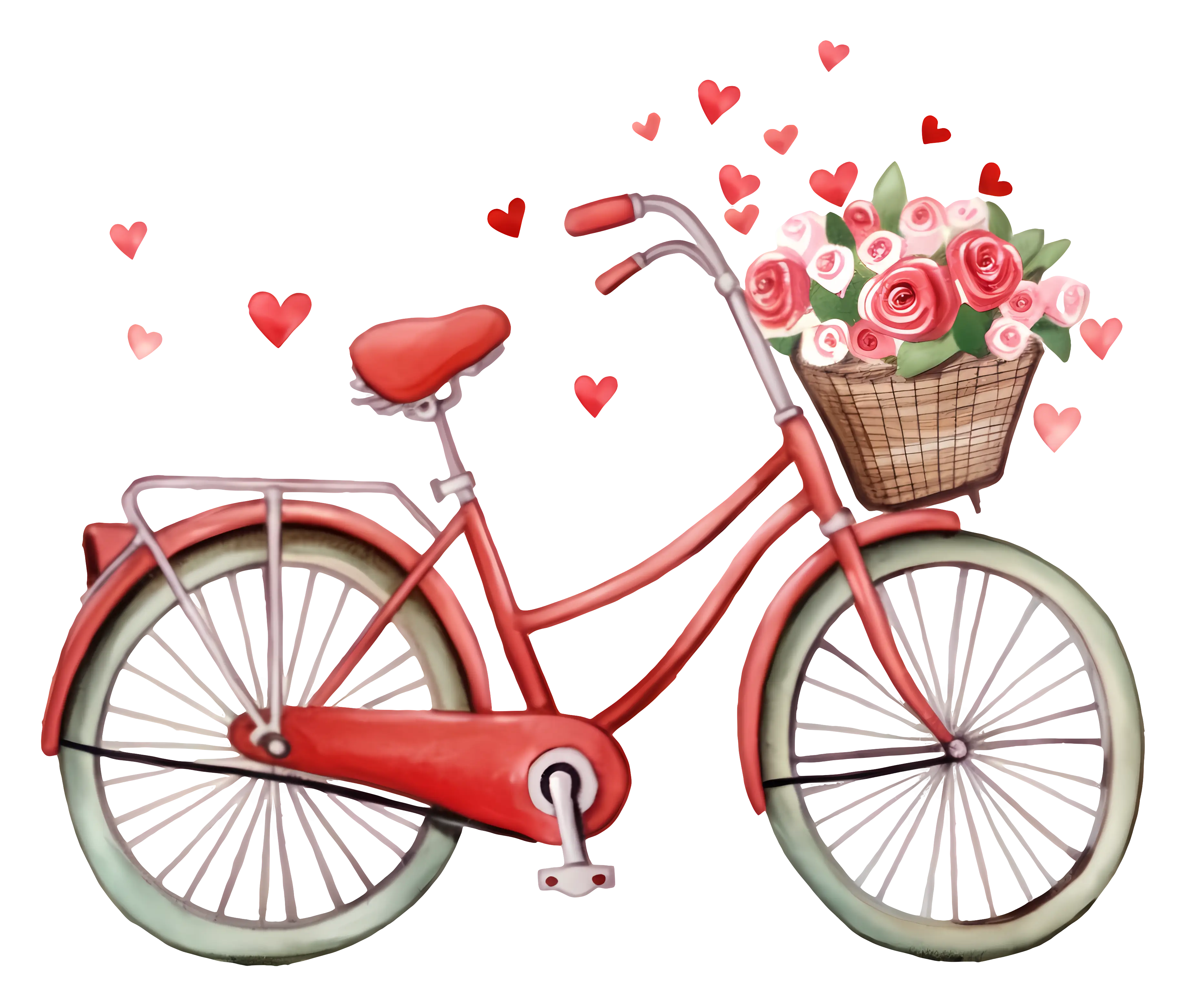 Red Bicycle with Flower Basket for Valentine's Theme