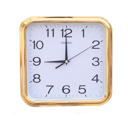 Square Wall Clock with Gold Frame