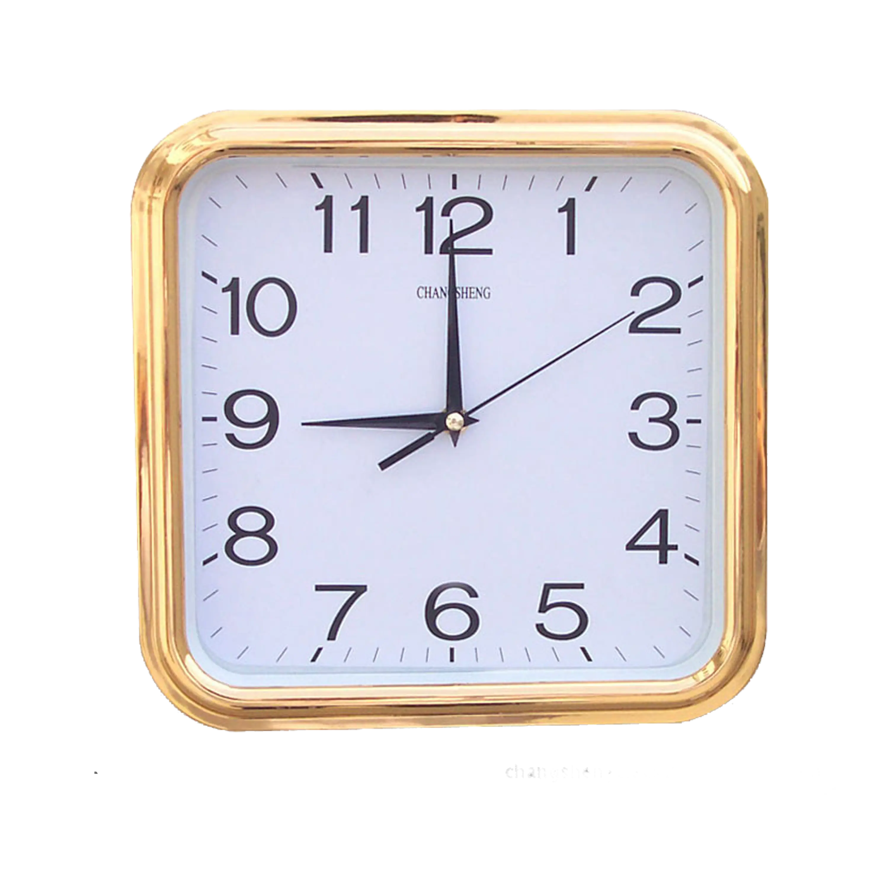 Square Wall Clock with Gold Frame