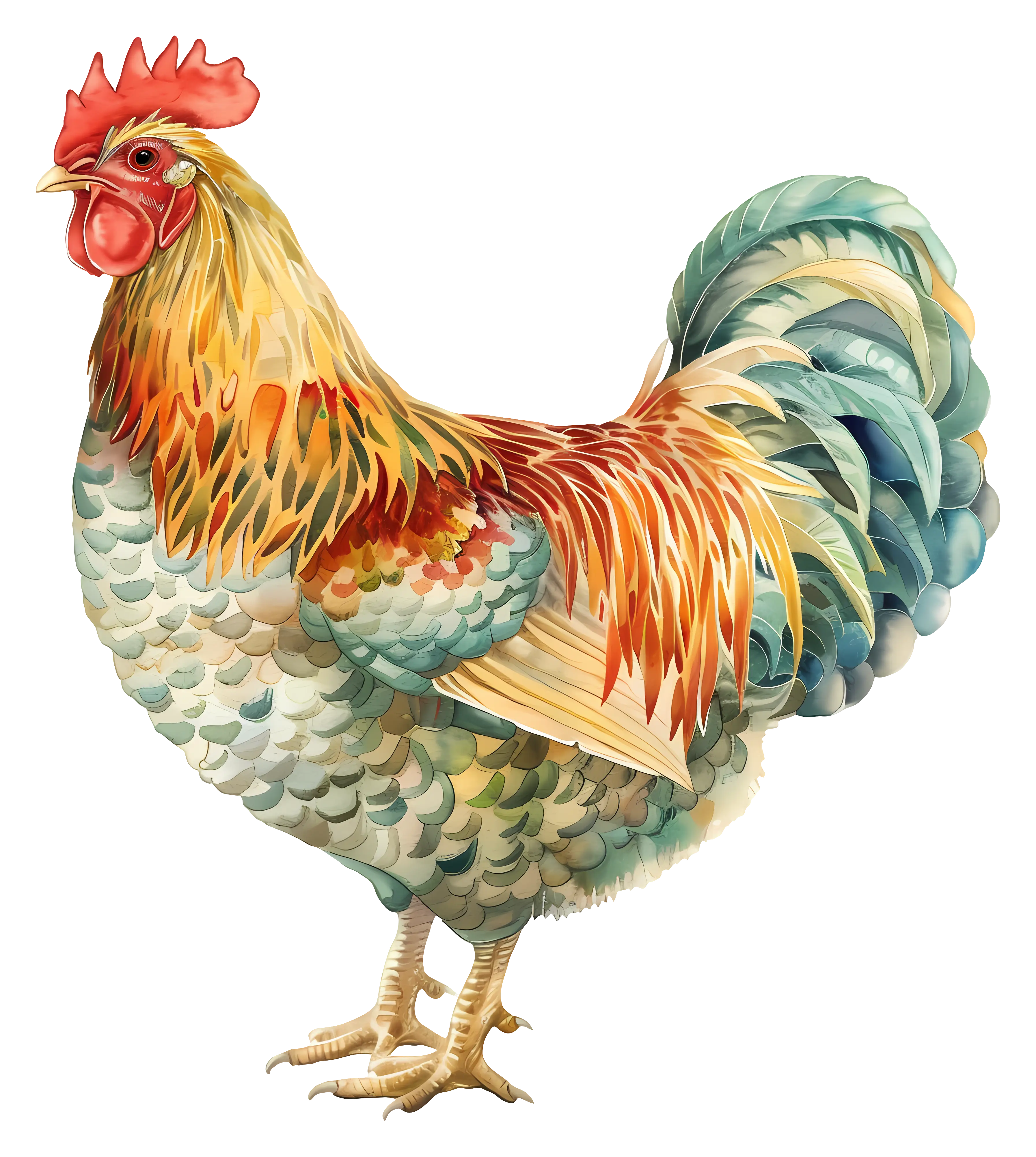 Colorful Rooster with Vibrant Feathers