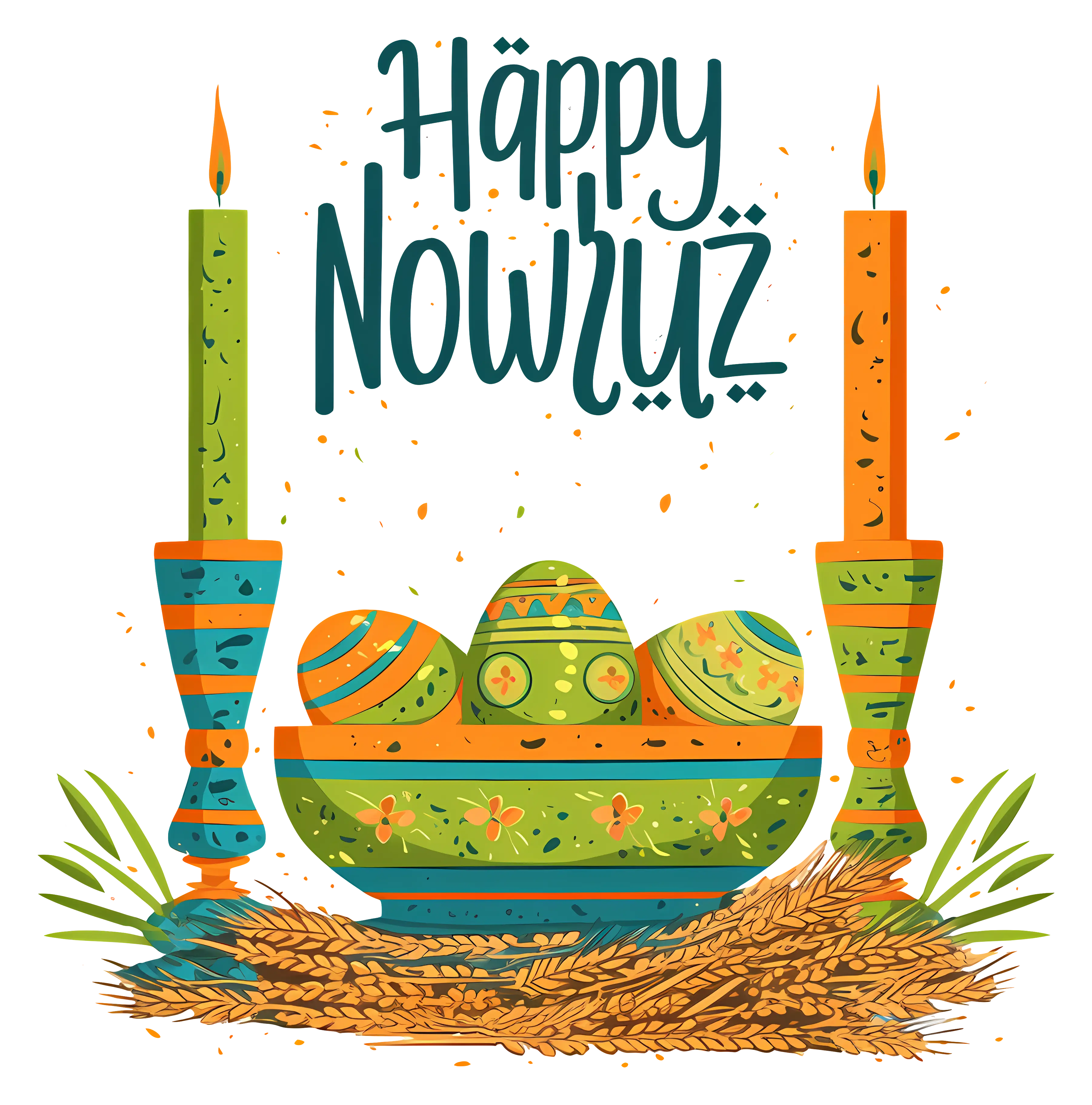 Nowruz Celebration with Candles and Eggs