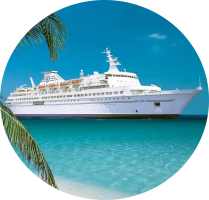 Luxury Cruise Ship on Blue Ocean