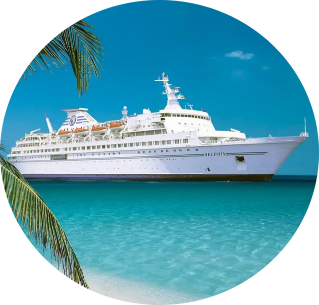 Luxury Cruise Ship on Blue Ocean