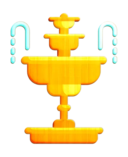 Yellow Fountain with Water Streams
