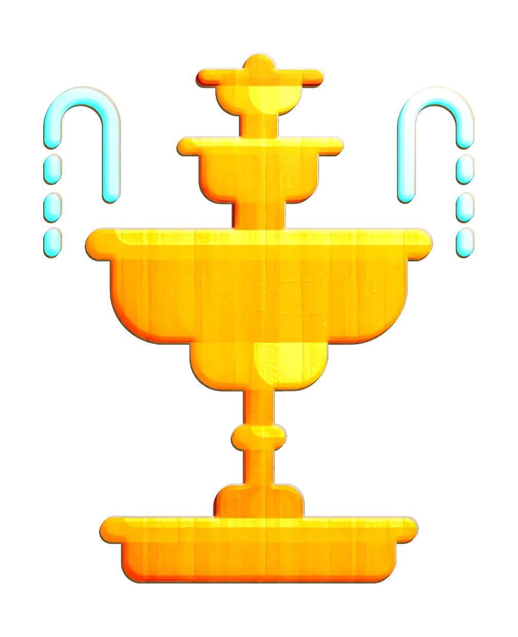 Yellow Fountain with Water Streams