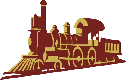 Vintage Steam Train Illustration in Gold and Brown