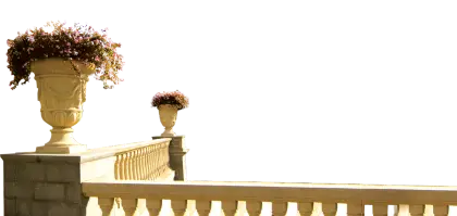 Stone Balustrade with Flower Pots