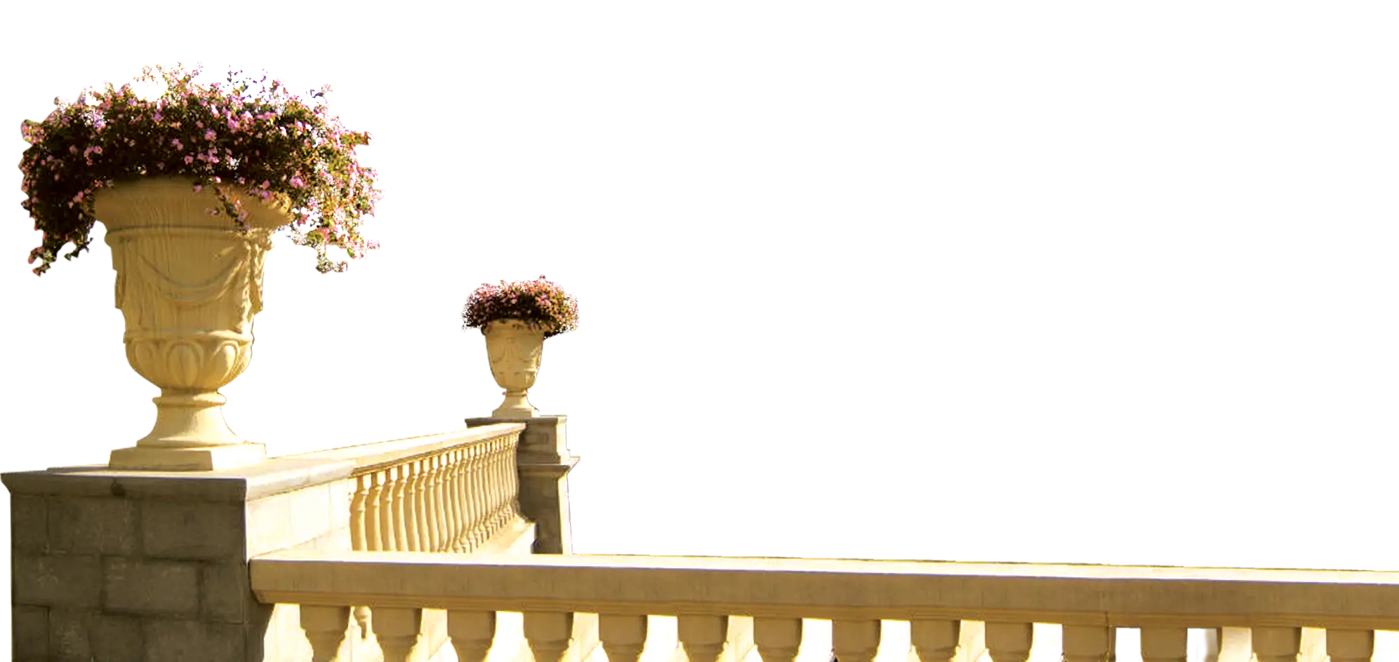 Stone Balustrade with Flower Pots