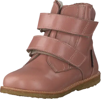 Pink leather boot with straps for kids