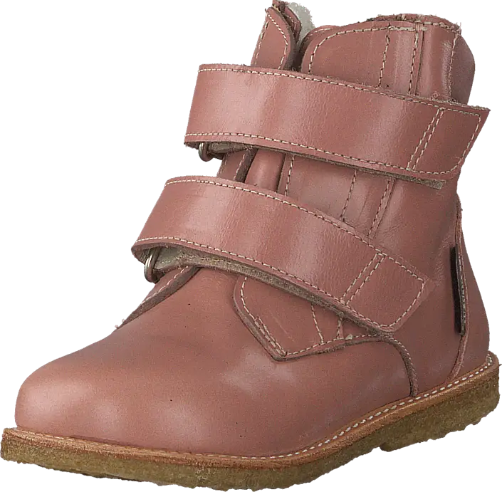 Pink leather boot with straps for kids