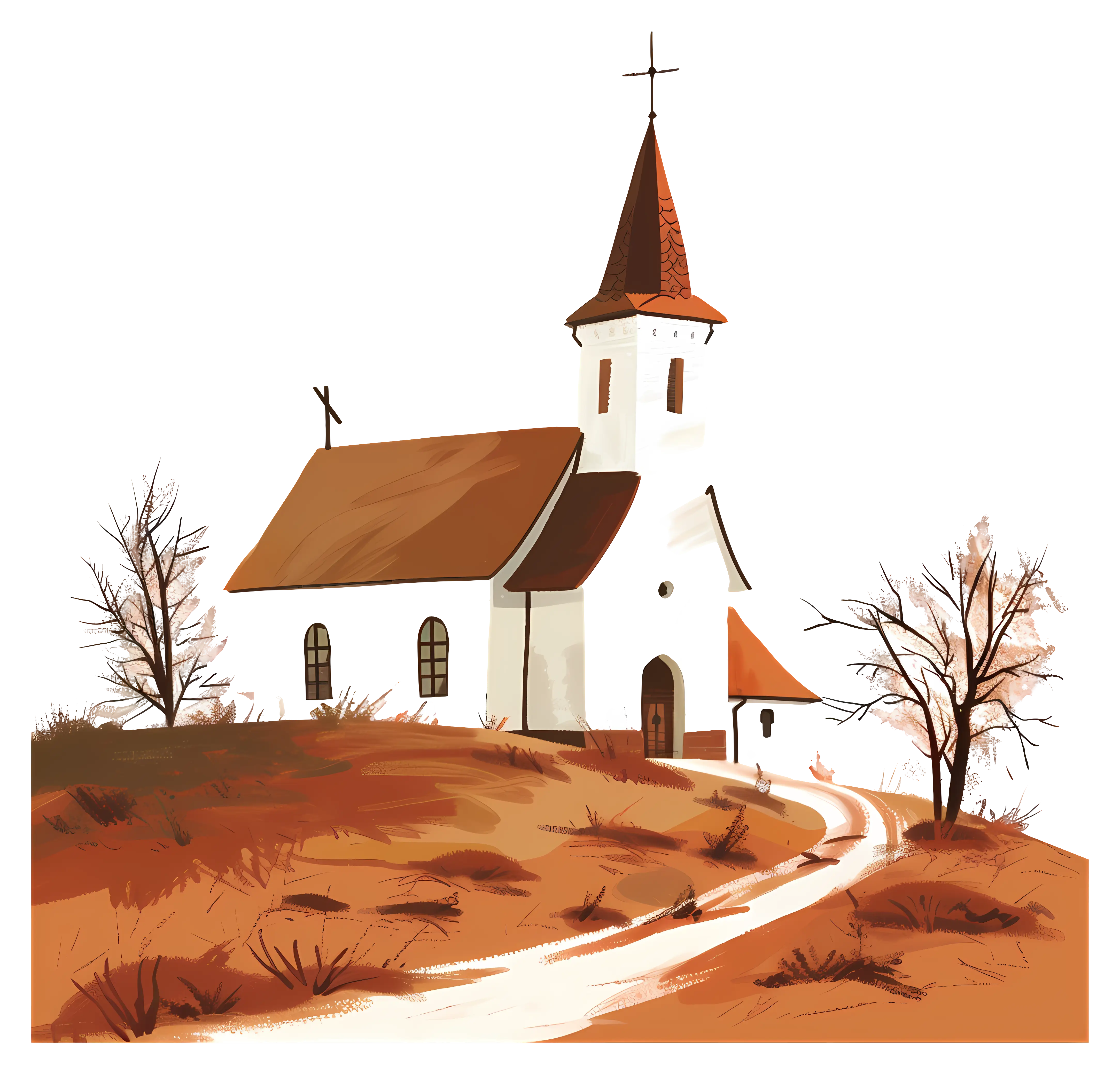 Countryside Church Illustration