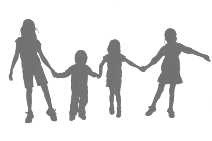 Silhouettes of Children Holding Hands