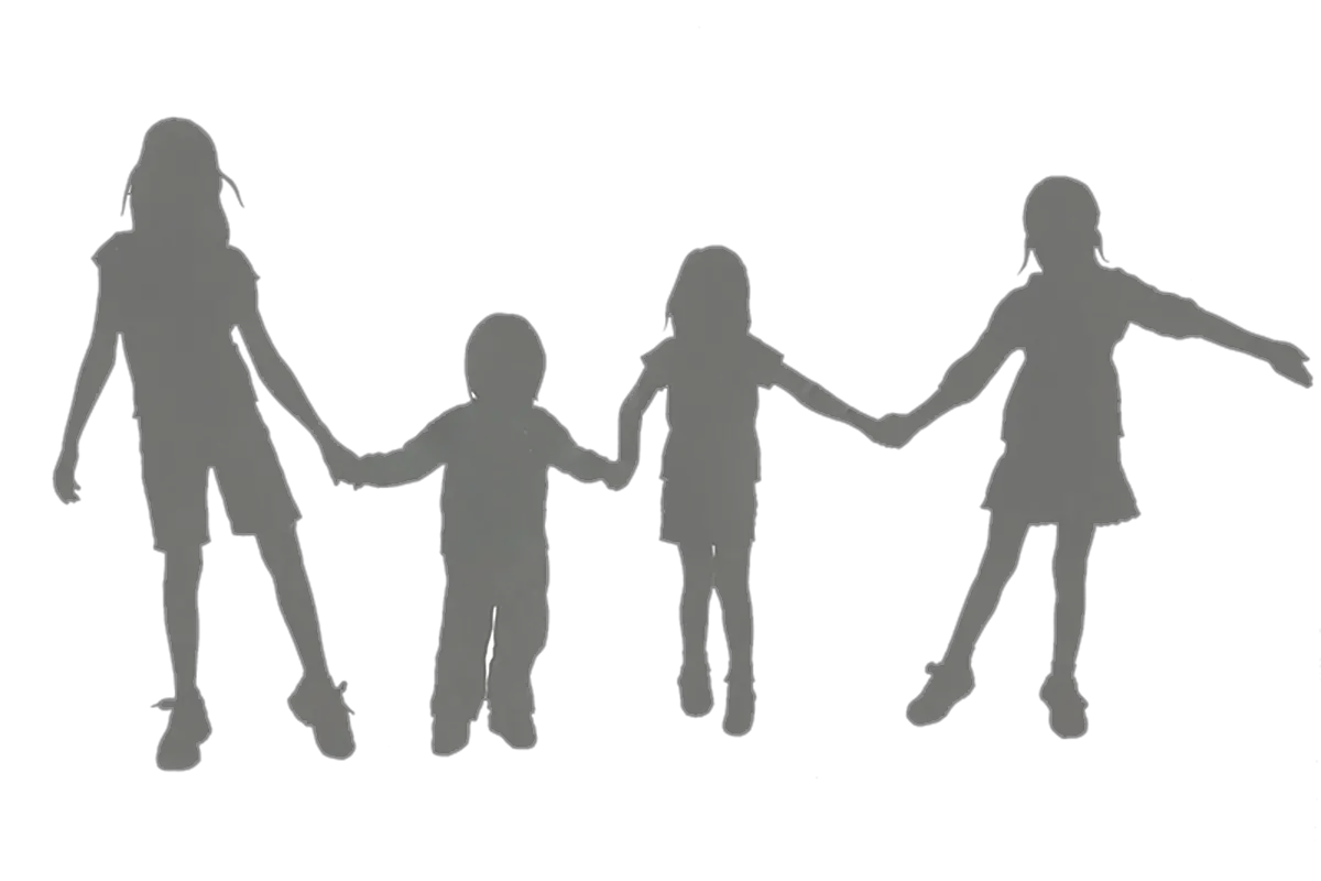 Silhouettes of Children Holding Hands