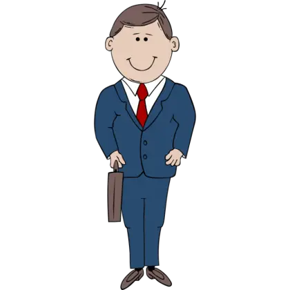 Cartoon Businessman in a Suit Holding Briefcase
