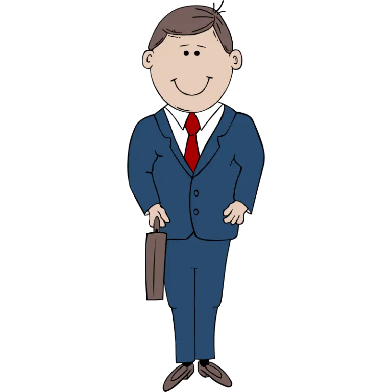 Cartoon Businessman in a Suit Holding Briefcase
