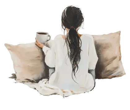 Woman Relaxing with Coffee in the Morning