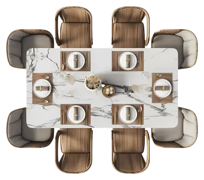 Modern Dining Table Set with Marble Top