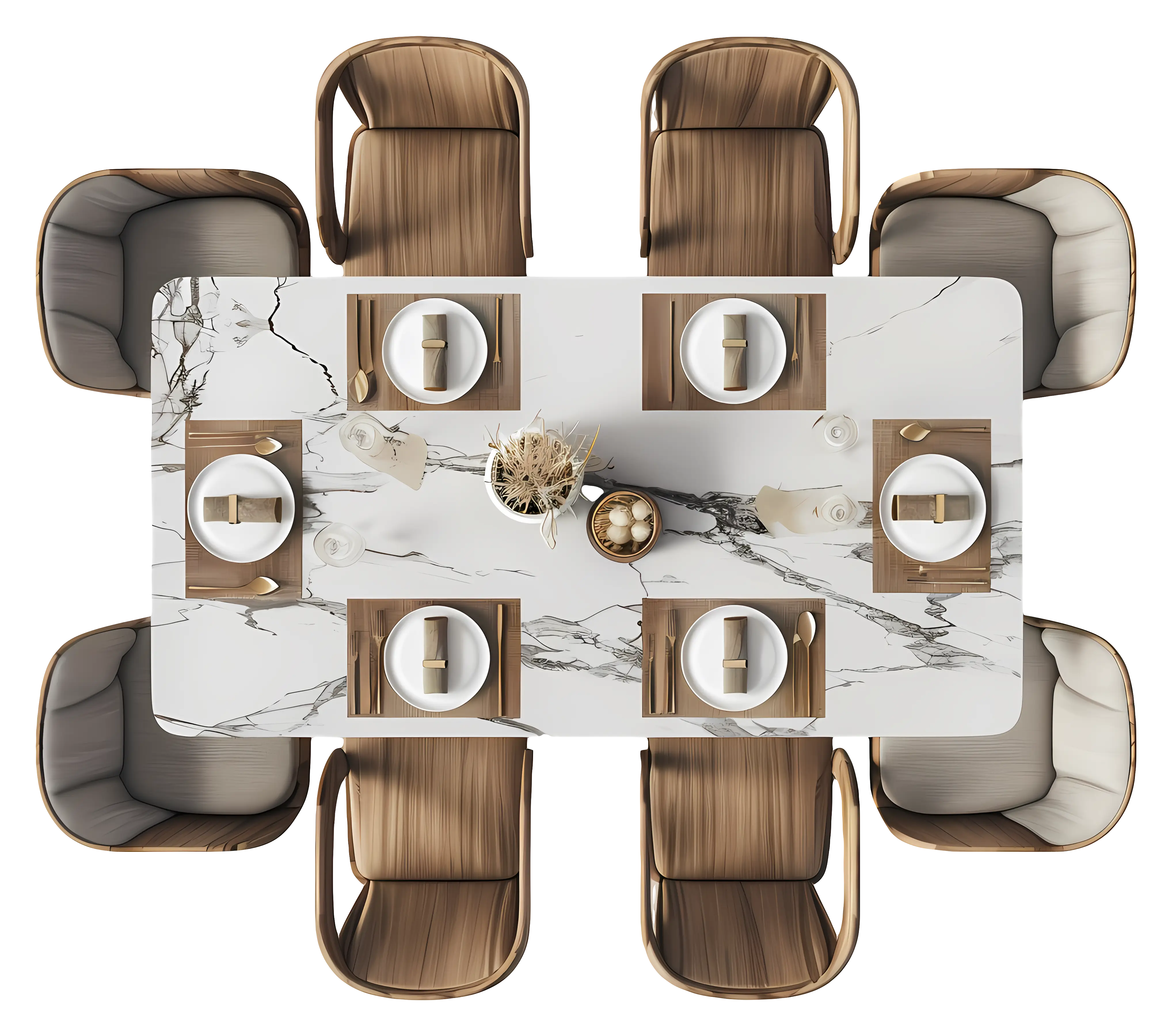 Modern Dining Table Set with Marble Top