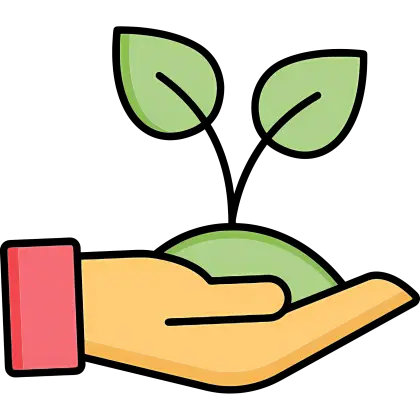 Illustrated Hand Holding a Nurtured Green Plant