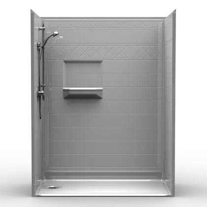 Modern Gray Shower Stall with Wall Shelf