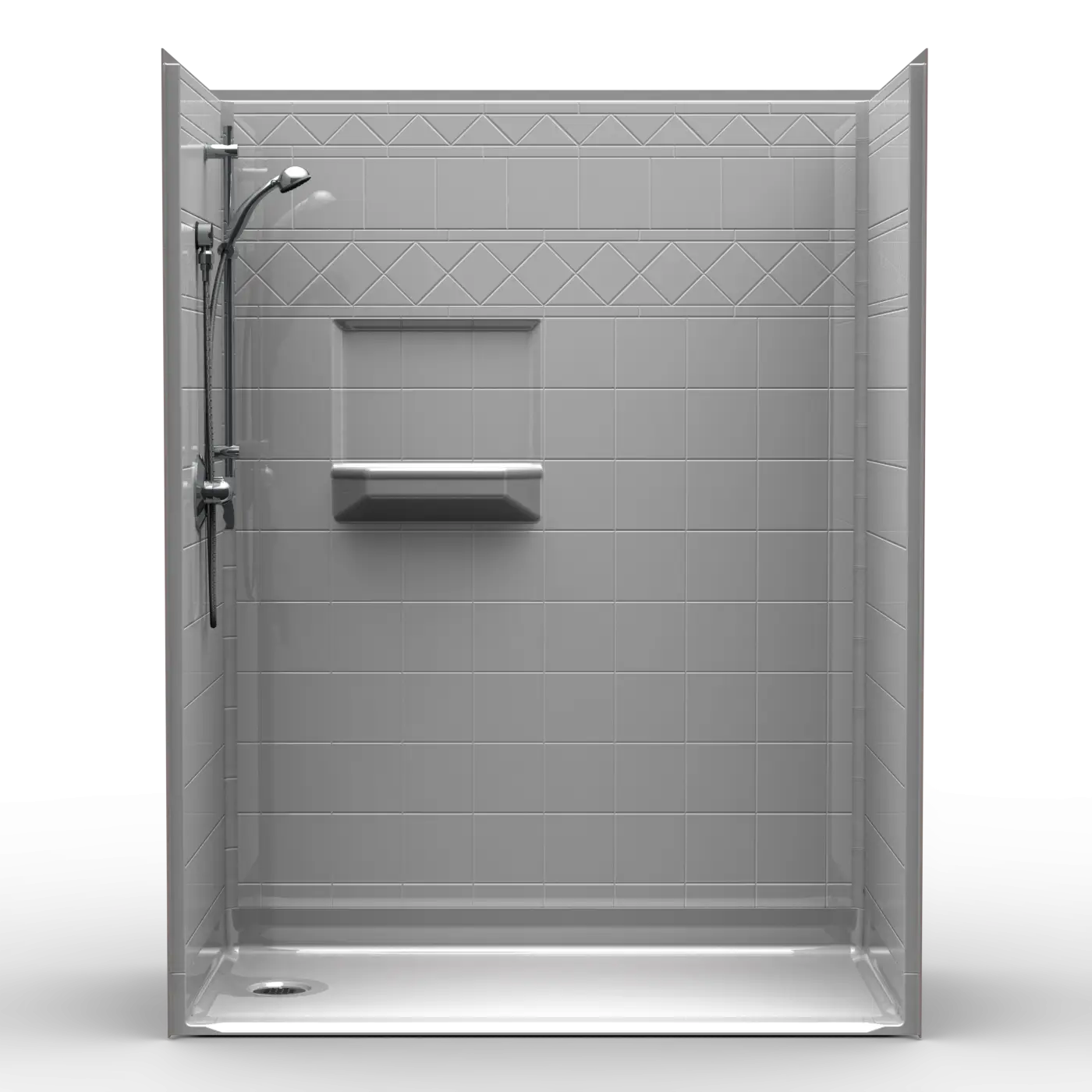 Modern Gray Shower Stall with Wall Shelf