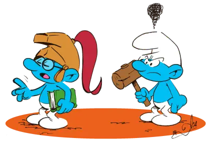 Two Smurfs with Different Expressions