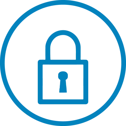 Blue Padlock Icon for Security Concept