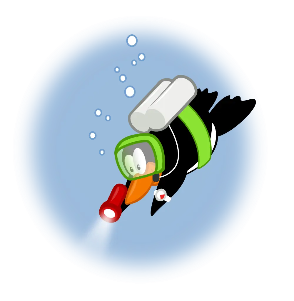 Cartoon Diving Penguin