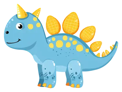 Cute Blue Dinosaur with Yellow Spikes