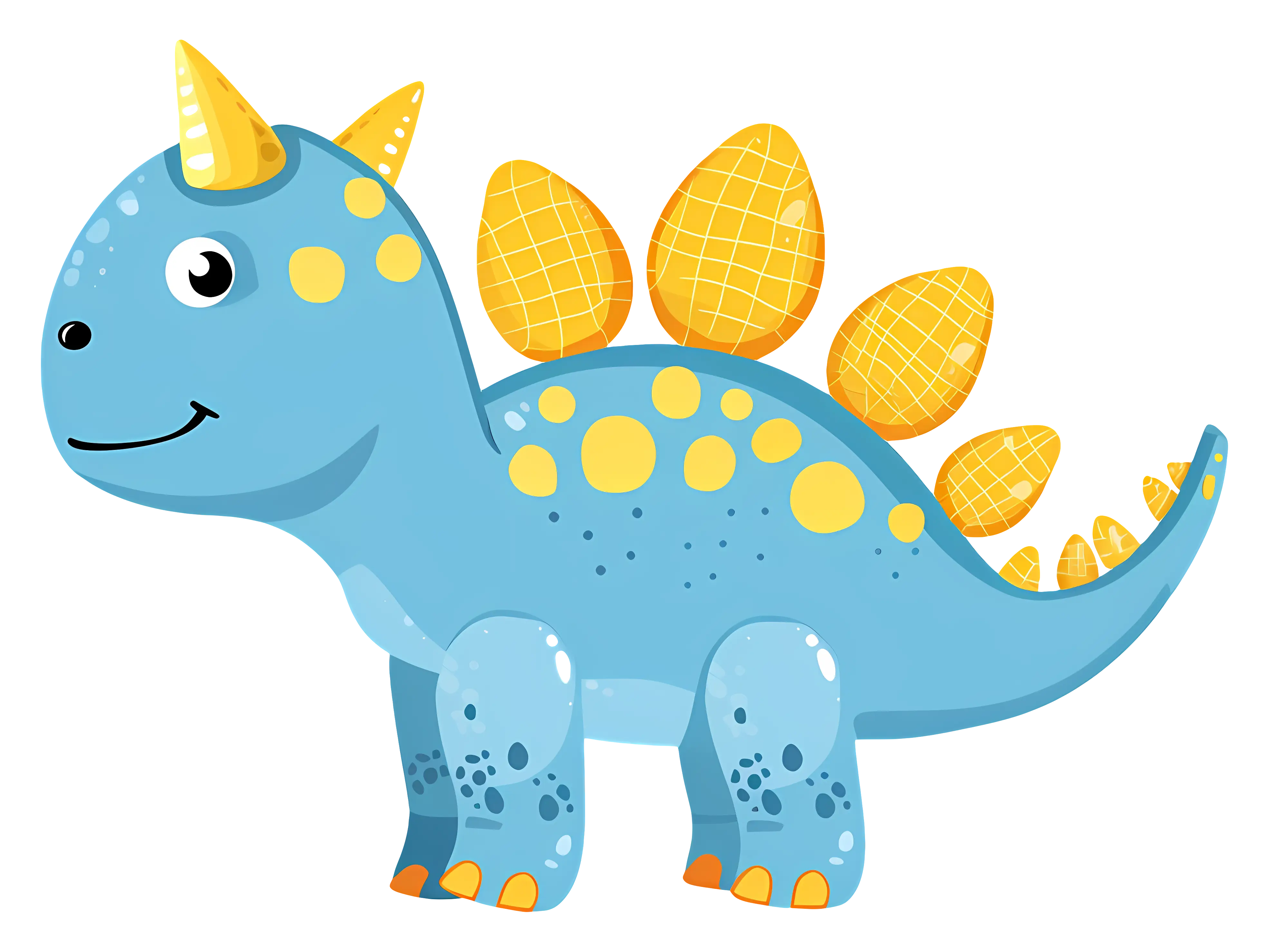 Cute Blue Dinosaur with Yellow Spikes