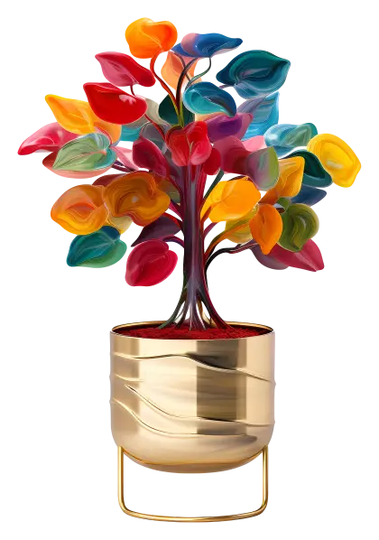 Colorful Abstract Tree in a Pot