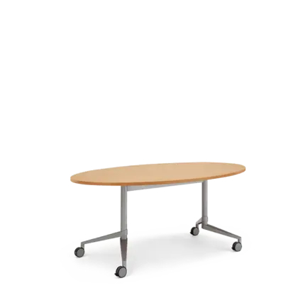 Oval Table on Wheels with Wooden Top