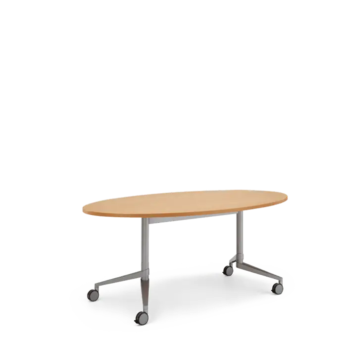 Oval Table on Wheels with Wooden Top