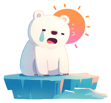 Crying Polar Bear on Iceberg