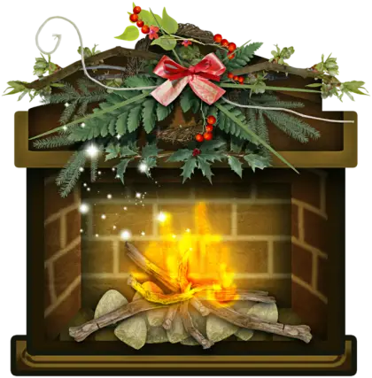 Festively Decorated Fireplace for Christmas