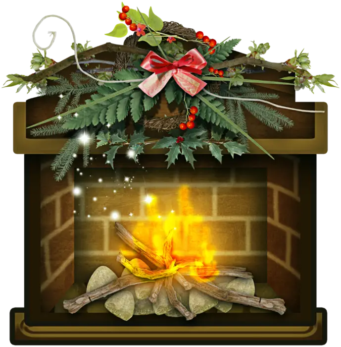 Festively Decorated Fireplace for Christmas