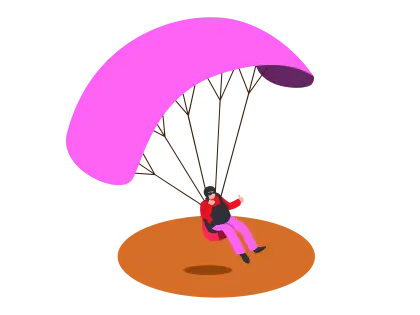 Adventure Paragliding Illustration with Pink Parachute