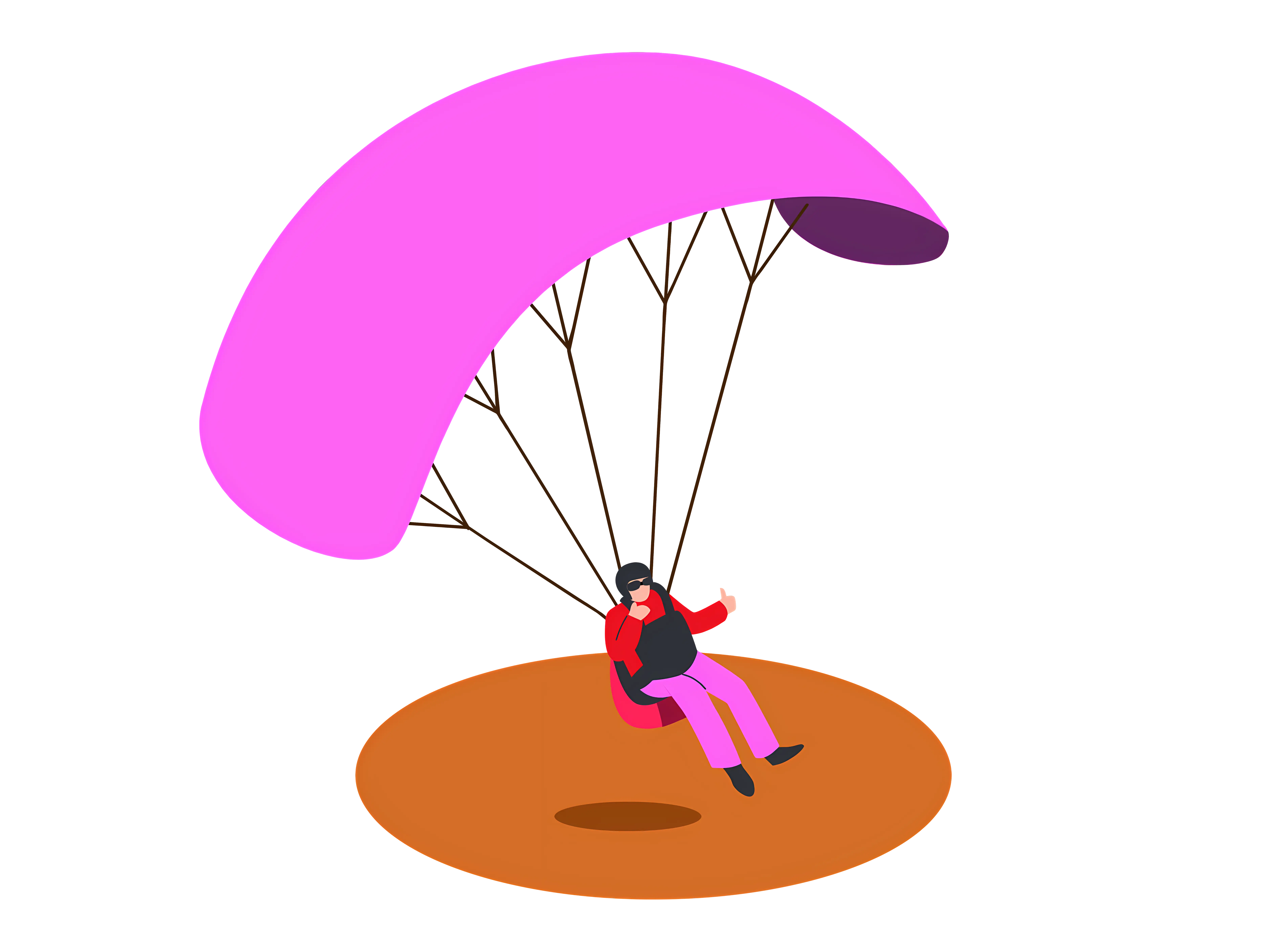 Adventure Paragliding Illustration with Pink Parachute