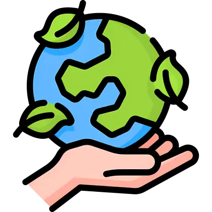 Earth with Leaves in a Hand for Sustainability Concept