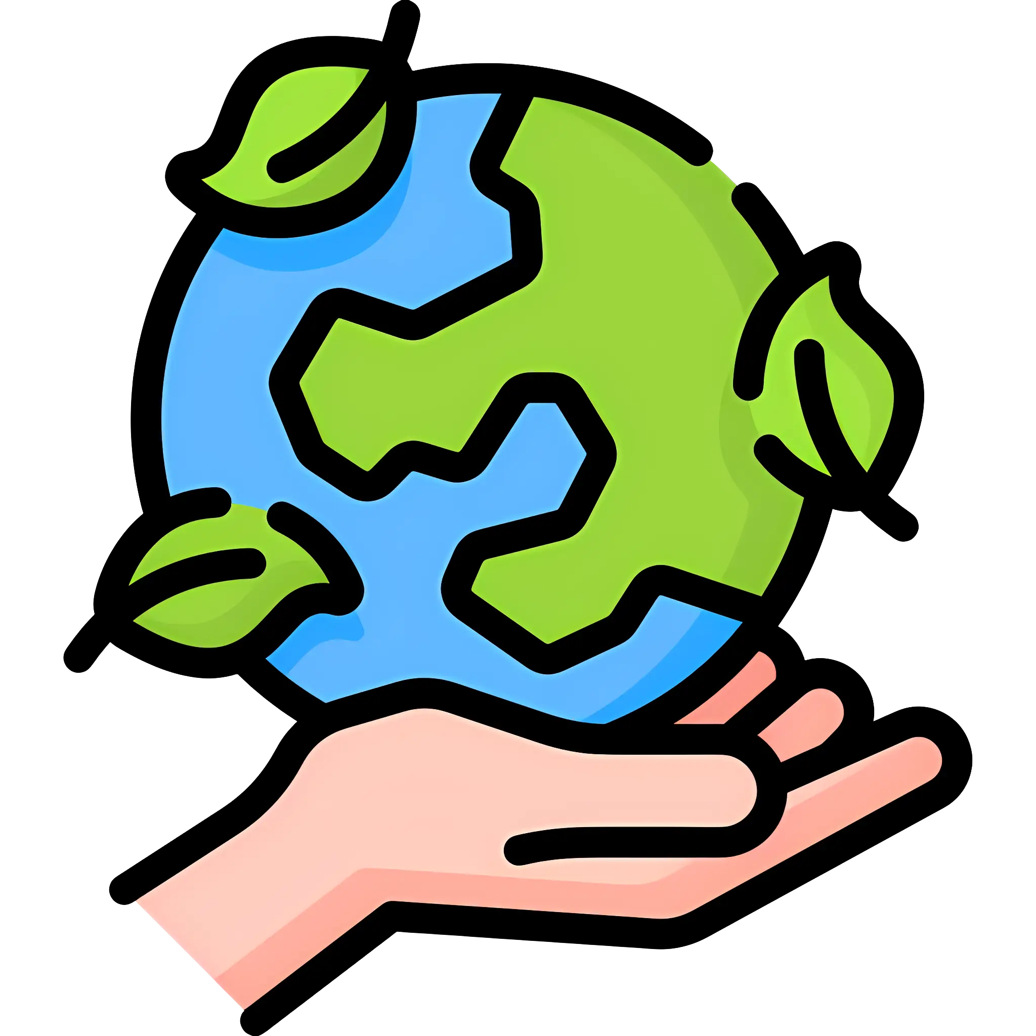 Earth with Leaves in a Hand for Sustainability Concept