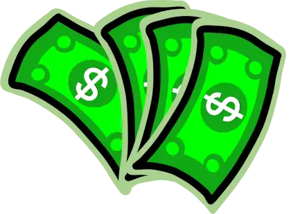 Three Green Dollar Bills Illustration
