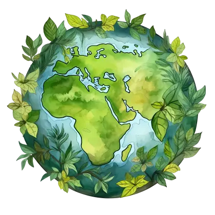 Earth Illustration Surrounded by Leaves for Conservation Concept