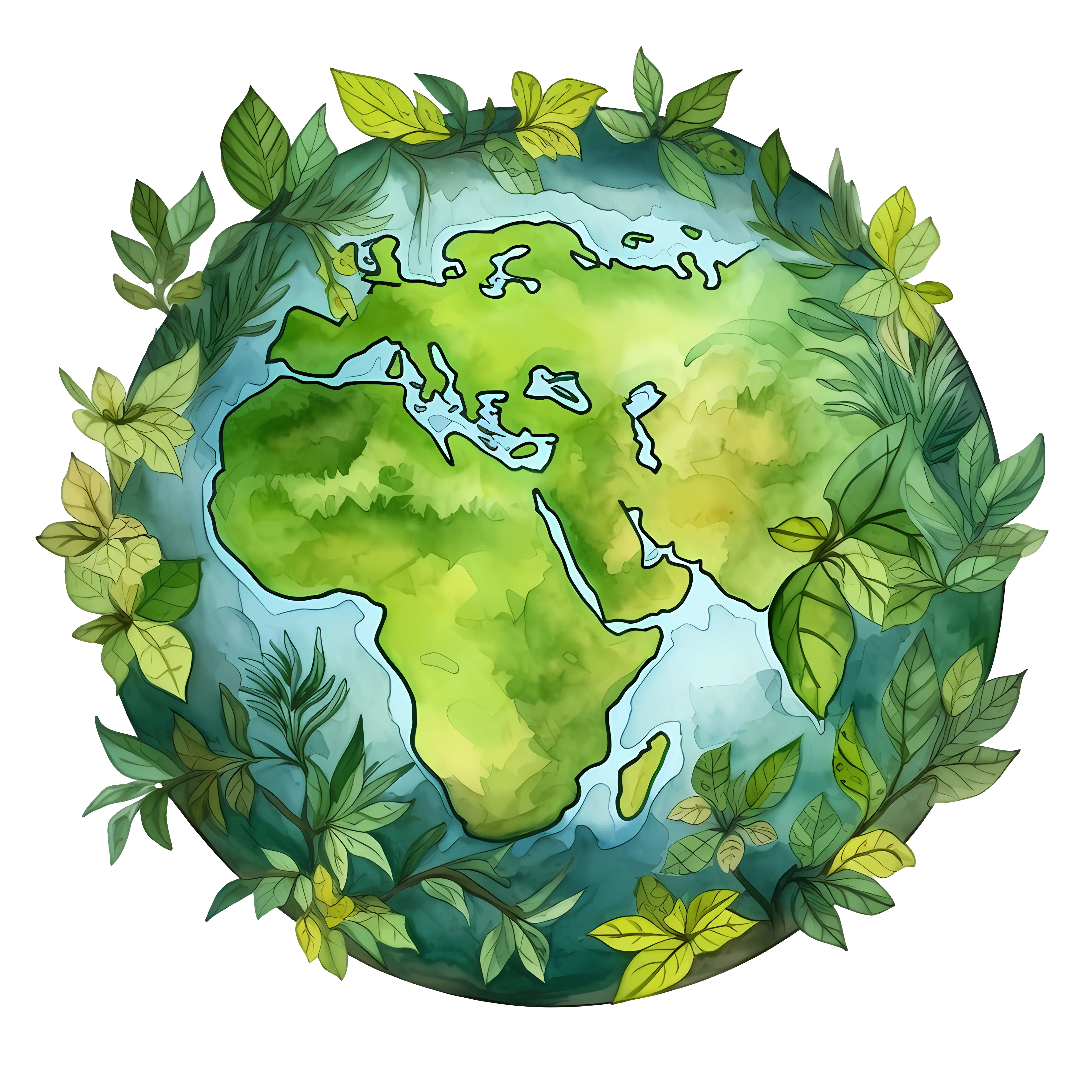 Earth Illustration Surrounded by Leaves for Conservation Concept