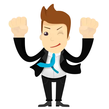 Cartoon Man in Suit Celebrating Success