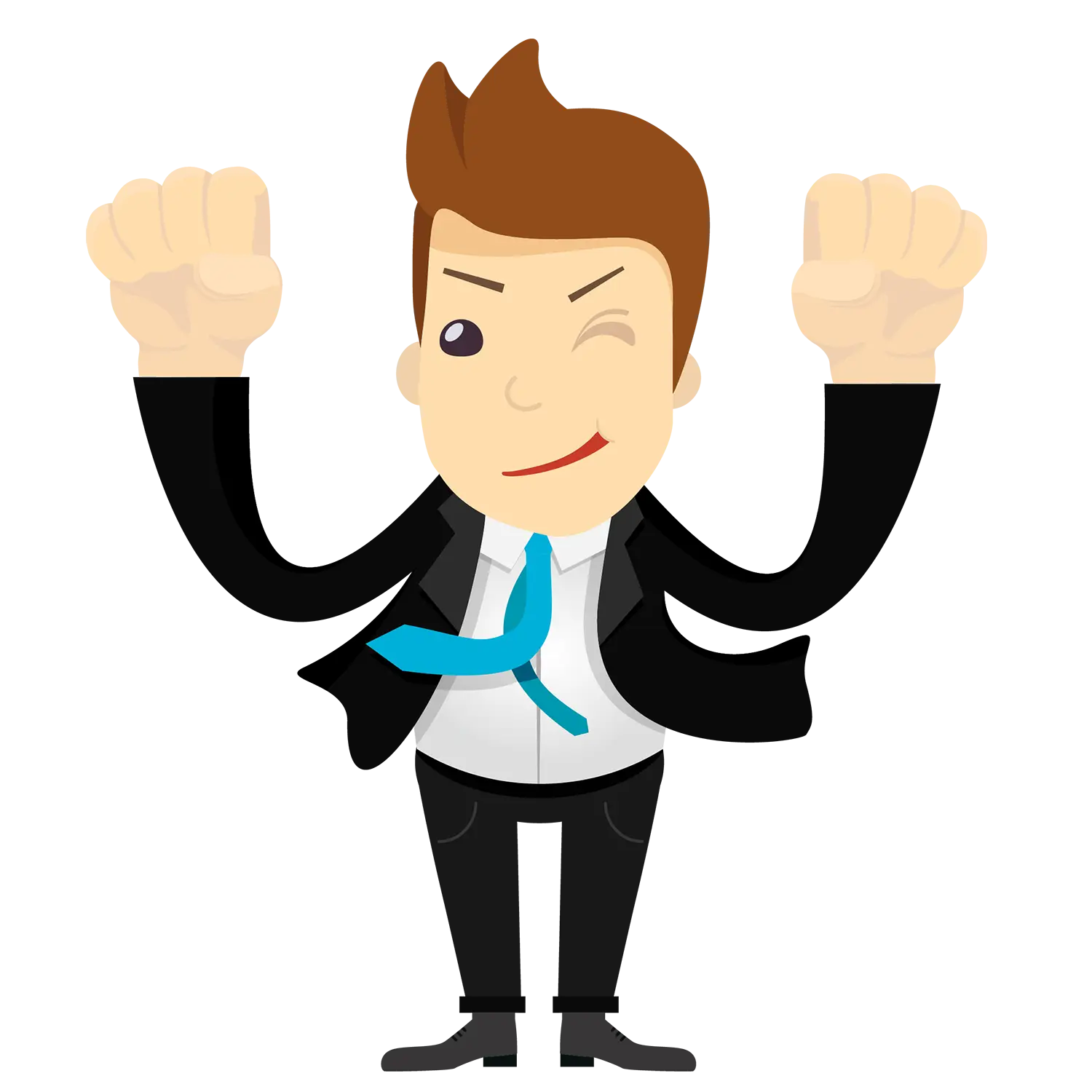 Cartoon Man in Suit Celebrating Success