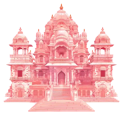 Beautiful Pink Indian Temple with Intricate Design